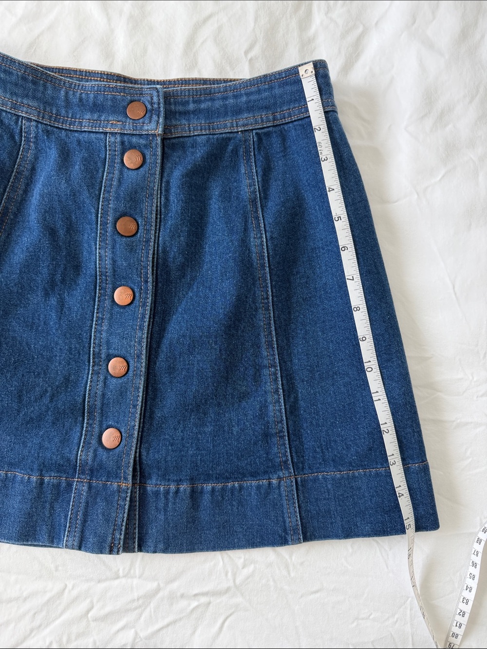 Madewell Button-Front Denim Mini A-Line Skirt - Picture 5 of 5